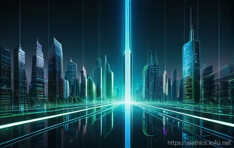 AI 윤리와 AI 윤리적 AI 활용 사례 - **Prompt for an image representing AI's dual nature (양날의 검 - 'double-edged sword'):**
    An etherea...