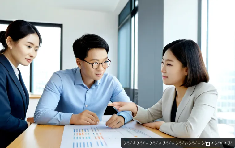 AI 윤리와 공정성 - Photorealistic diverse team of professionals gathered around a transparent digital interface showing...